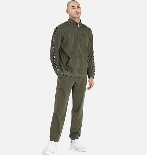 Men Olive Green Regular Fit Track Suit